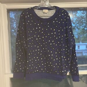 kate spade Blue Crew Neck Sweater with Leopard Pattern